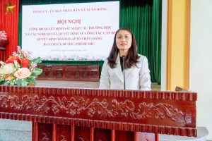 Xã Xuân Hồng tổ chức hội nghị công bố các Quyết định sát nhập trường học và công tác cán bộ, thành lập tổ chức Đảng trong các nhà trường