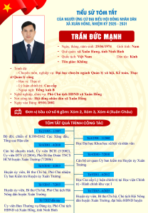Tiểu sử tóm tắt của ông Trần Đức Mạnh – ứng cử đại biểu Hội đồng nhân dẫn xã Xuân Hồng nhiệm kỳ 2026 – 2031