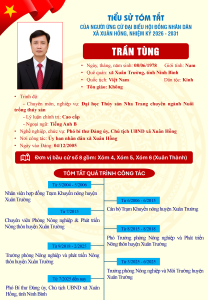 Tiểu sử tóm tắt của ông Trần Tùng – ứng cử đại biểu Hội đồng nhân dân xã Xuân Hồng nhiệm kỳ 2026 – 2031