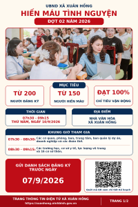HIẾN MÁU TÌNH NGUYỆN ĐỢT 02 NĂM 2026 TRÊN ĐỊA BÀN XÃ XUÂN HỒNG