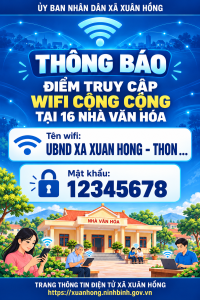 THÔNG BÁO ĐIỂM TRUY CẬP WI-FI CỘNG CỘNG TẠI 16 NHÀ VĂN HÓA